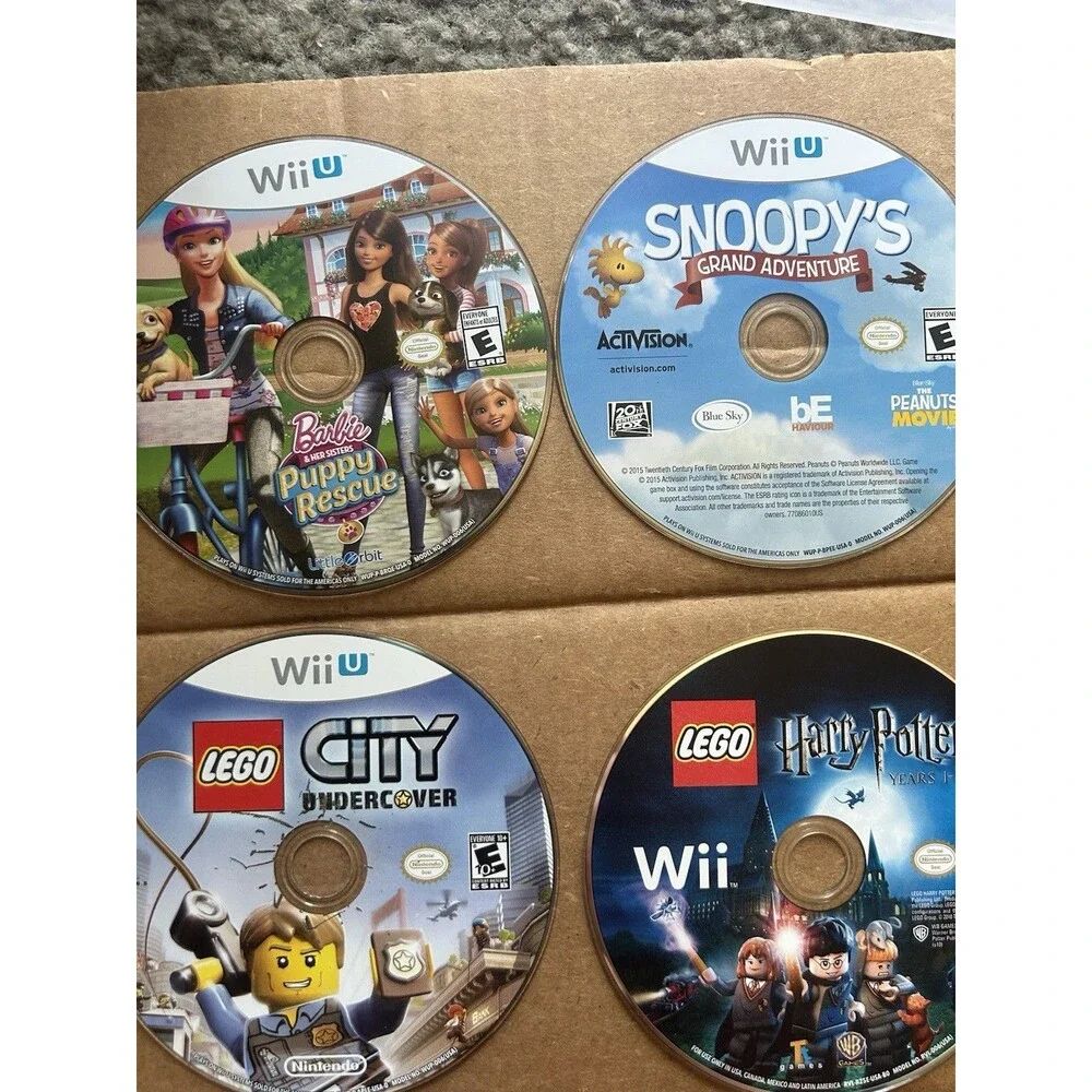 Nintendo Wii U Video Game Lot Of 5 Barbie Puppy Rescue,LEGO + More DISCS ONLY